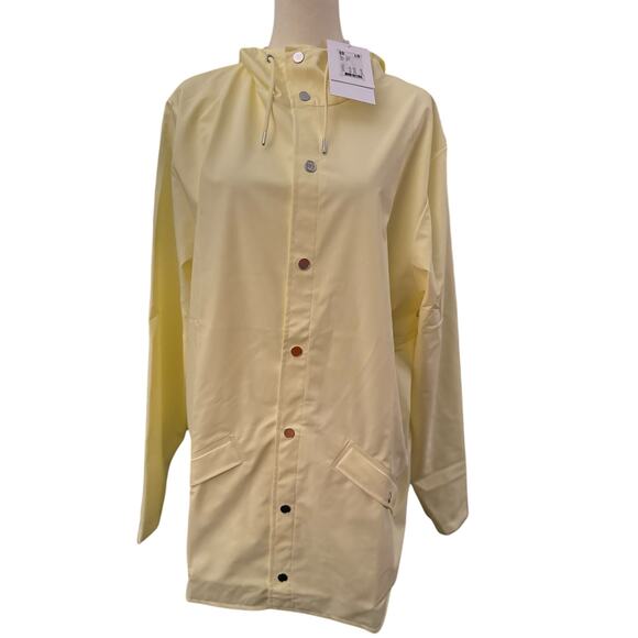 Rains Waterproof Longline Jacket, In Straw Color, Size XL, NWT, Unisex - Picture 3 of 12